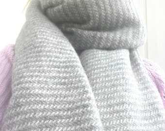 Grey wool Scarf, 100% Wool Thick Scarf, Winter Wedding, Personalized Christmas Gift , Large Wool Scarf, Oversize Wool Shawl, Striped wool