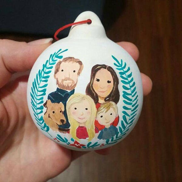 Hand Painted Family Portrait Ornament