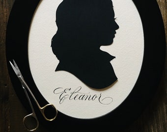 Oval Framed Silhouette Portrait Custom | Personalize Family Portrait Silhouette Oval Framed Heirloom Keepsake Silhouette Art