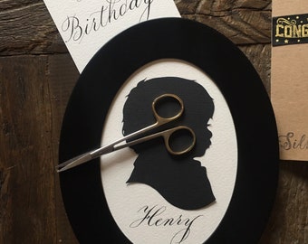Custom Hand-Cut Silhouette Portrait: Oval Frame, Heirloom Art