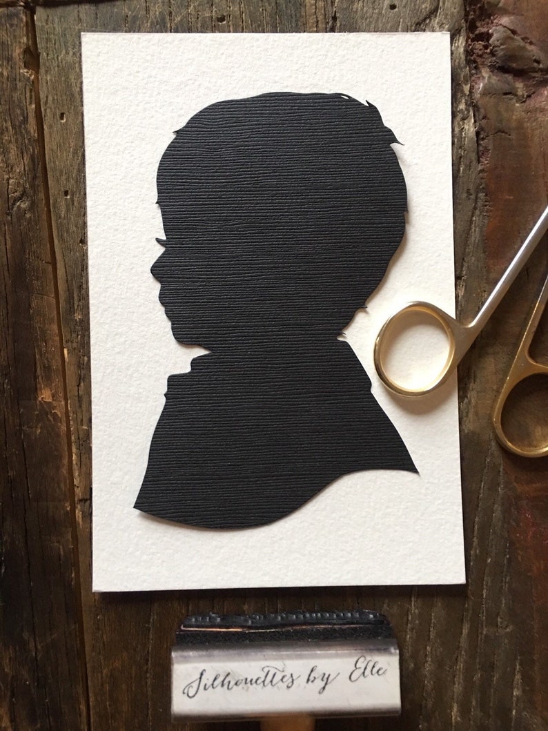 Hand Cut Custom Profile Silhouette Portrait Art Silhouette HandCut Cameo Family Portrait from Photo Kids Portrait Heirloom Silhouette Art image 7