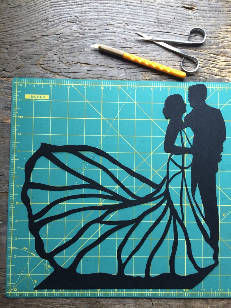 Custom Hand Cut Wedding Silhouette First Anniversary Paper Gift for Couples Silhouette Portrait First Anniversary paper gifts for her 1 year image 4