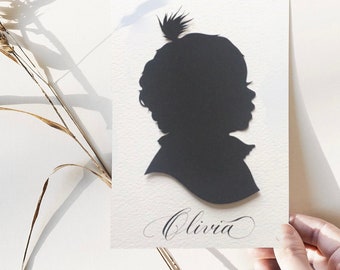 Personalized Family Silhouette Portrait - Custom Child Silhouette Paper cut art