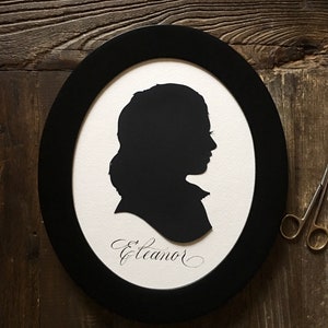 Oval Framed Custom Silhouette Art Hand Cut Custom Silhouette Cut Oval silhouette Frame Custom Silhouette Portrait Heirloom Silhouette Art image 5