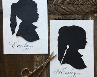 Personalized Custom Silhouette Portrait Art Paper Custom Family Keepsake Gifts Side Profile Vintage Silhouette Cutouts Portrait from Photo