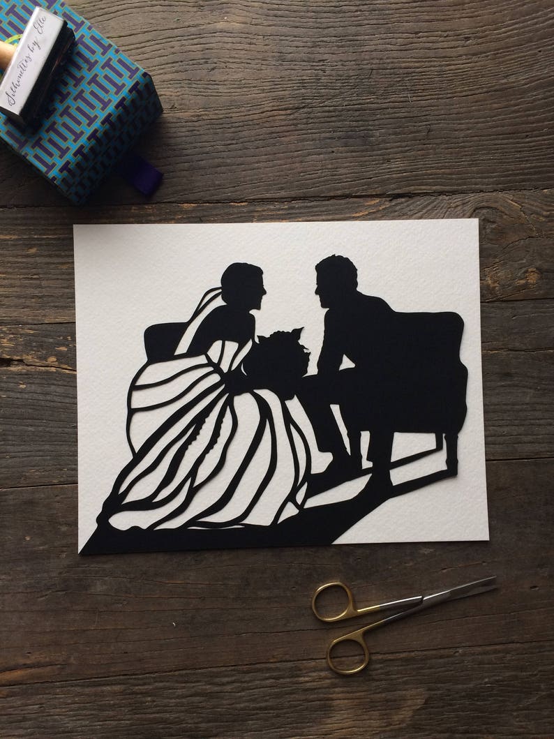 Custom Hand Cut Wedding Silhouette First Anniversary Paper Gift for Couples Silhouette Portrait First Anniversary paper gifts for her 1 year image 2