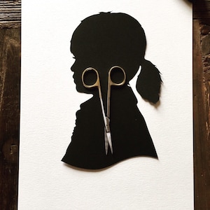 Custom Hand Cut Silhouette Portrait Art Custom Profile Silhouette by Elle Silhouette Portrait from Photo Hand Cut Paper Wall Art Heirloom