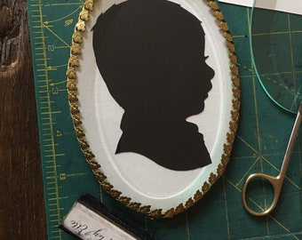 Hand-Cut Silhouette Portrait – Custom Tiffany-Style Beveled Glass Frame