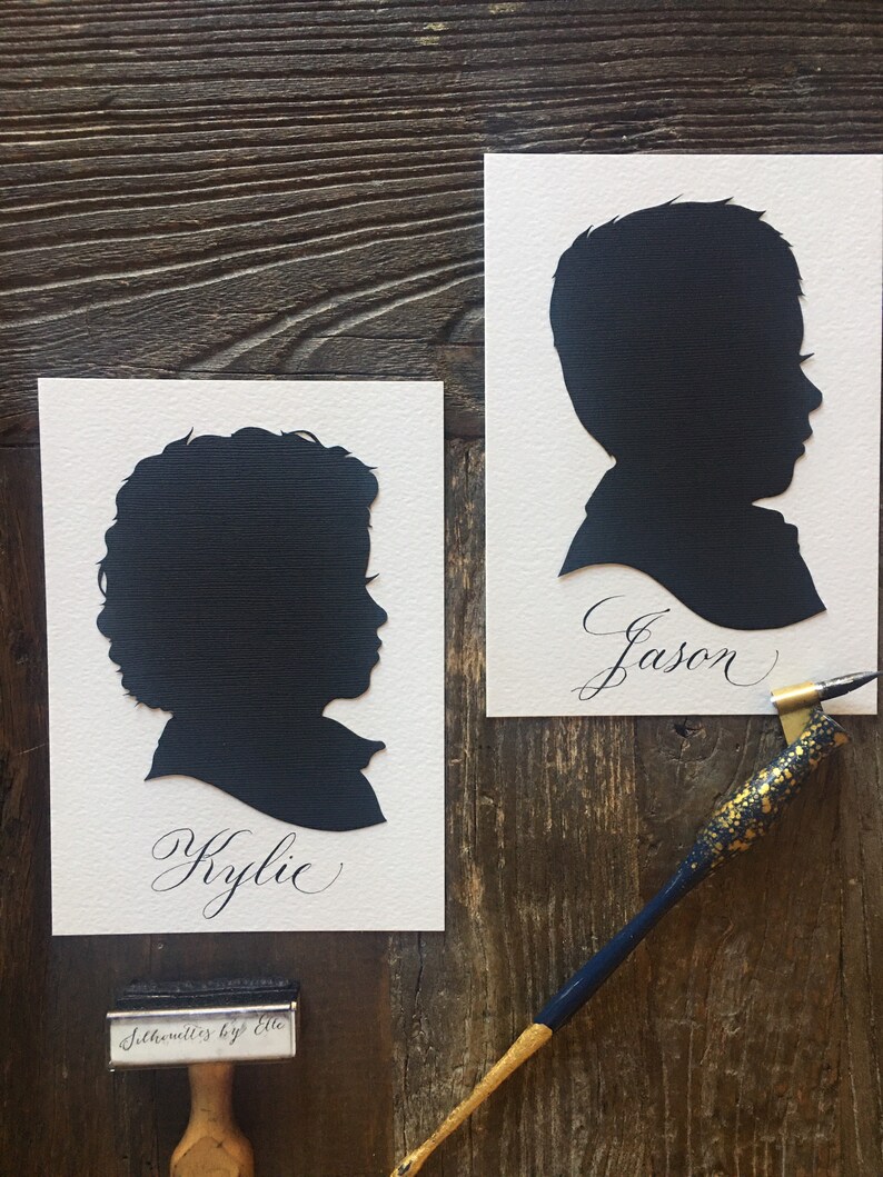 Custom Hand Cut Child Silouhette Portrait Custom Silhouette Hand Cut Art