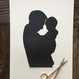 Personalize Family Portrait Silhouette HandCut - Custom Silhouette Art Silhouettes by Elle