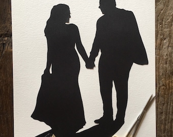 Custom Paper Cutouts Wedding Silhouette Wall Art First Anniversary Paper Gift Custom Silhouette Portrait Anniversary Portraits