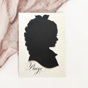 Personalized Custom Hand Cut Child Silhouette Portrait Silhouettes by Elle Heirloom Silhouette Art Family Portrait from Photo Fine Wall Art image 2