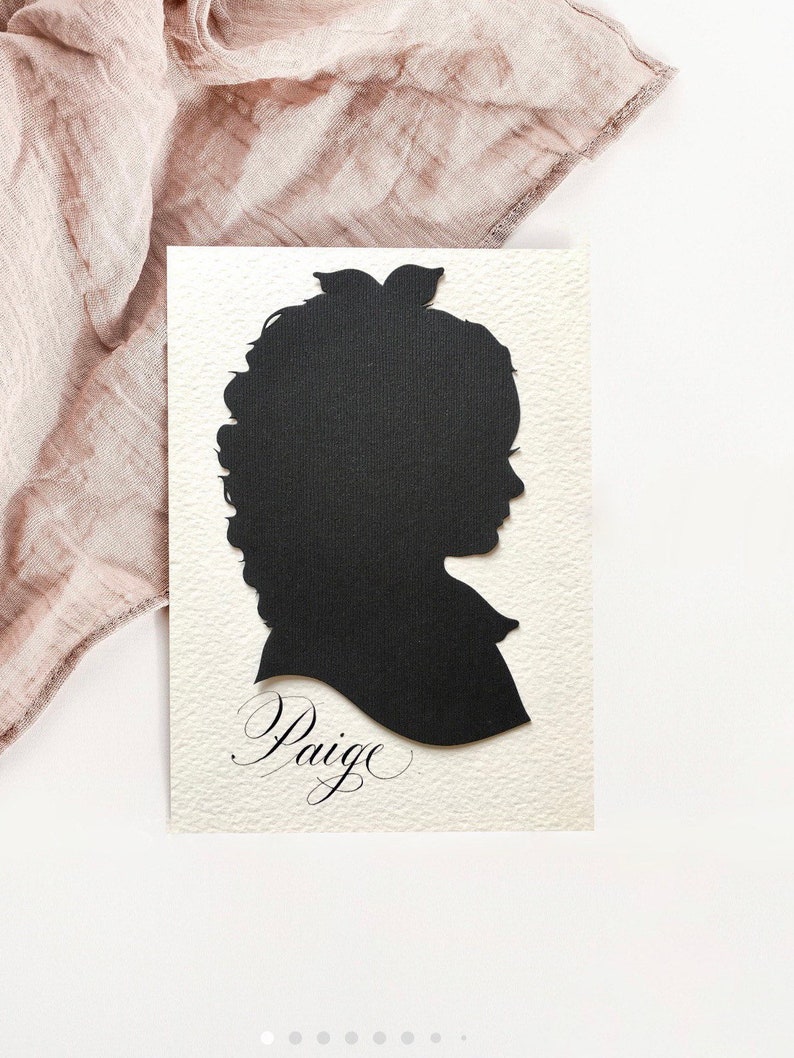 Personalized Custom Hand Cut Child Silhouette Portrait Silhouettes by Elle Heirloom Silhouette Art Family Portrait from Photo Fine Wall Art image 2