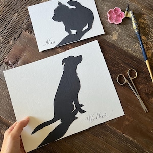 Hand Cut Pet Silhouette Portrait: Archival Fine Art Keepsake