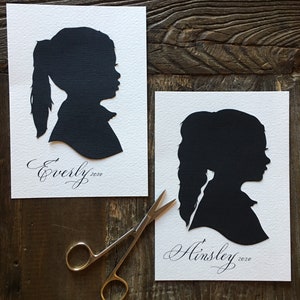 Custom Hand-Cut Silhouette Portrait for Two: Archival Fine Art Keepsake