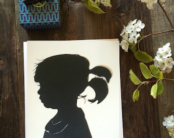Custom Hand-Cut Silhouette Portrait - Personalized Family Keepsake Art Silhouettes by Elle