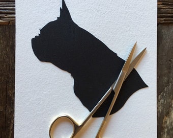 Hand Cut Custom Pet Silhouette Portrait / Silhouette Cutting / Hand Cut/ Paper Cut Silhouettes by Elle