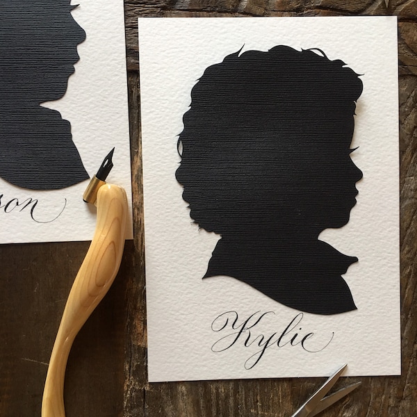 Custom Hand-Cut Silhouette Portrait: Personalized Keepsake Art