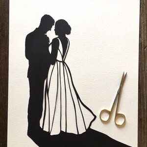 Custom Hand Cut Wedding Silhouette First Anniversary Paper Gift for Couples Silhouette Portrait First Anniversary paper gifts for her 1 year image 9