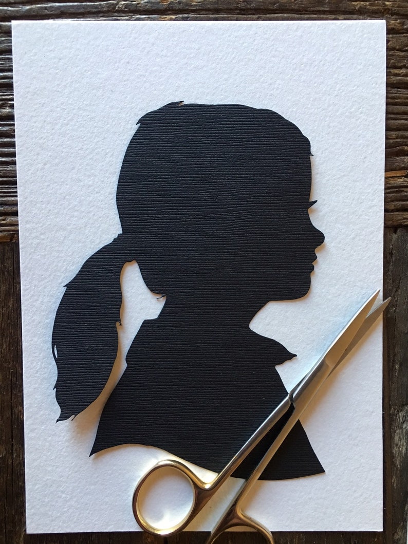 Personalized Custom Hand Cut Child Silhouette Portrait Silhouettes by Elle Heirloom Silhouette Art Family Portrait from Photo Fine Wall Art image 6