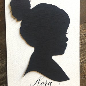 Personalized Custom Hand Cut Child Silhouette Portrait Silhouettes by Elle Heirloom Silhouette Art Family Portrait from Photo Fine Wall Art image 3