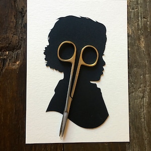 Extra Large sized One Custom Paper Cut Silhouette Portrait / Personalized Cameo / Paper Cut Silhouettes by Elle /  Hand Cut Silhouettes