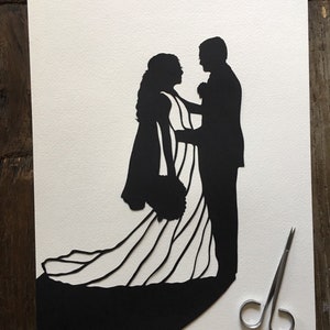 Custom Hand Cut Wedding Silhouette First Anniversary Paper Gift for Couples Silhouette Portrait First Anniversary paper gifts for her 1 year image 3