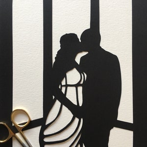 Custom Hand Cut Wedding Silhouette First Anniversary Paper Gift for Couples Silhouette Portrait First Anniversary paper gifts for her 1 year image 8