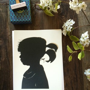 Personalized Custom Hand Cut Child Silhouette Portrait Silhouettes by Elle Heirloom Silhouette Art Family Portrait from Photo Fine Wall Art image 7
