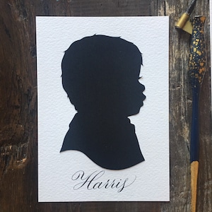 Custom Hand-Cut Child Silhouette Portrait - Personalized Heirloom Gift for Parents, Grandparents, and Graduates Silhouettes by Elle