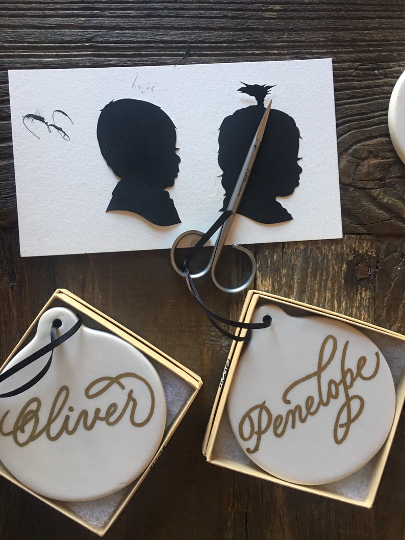 Custom Hand Cut Keepsake Ornament with Hand Cutout Custom Silhouette Art Personalized Ornament, Custom Silhouette image 3