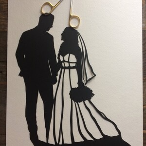 Custom Hand Cut Wedding Silhouette First Anniversary Paper Gift for Couples Silhouette Portrait First Anniversary paper gifts for her 1 year image 5
