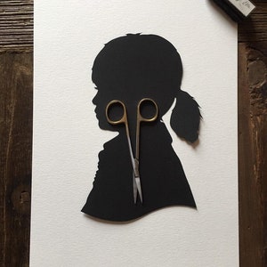 Custom Hand Cut Silhouette Portrait Gift ideas Silhouette Portrait Heirloom Silhouette Art Silhouette Portrait from Photo Fine Wall Art