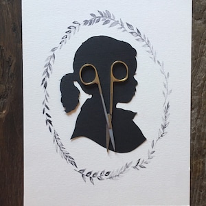 Custom Family Silhouette Portraits, Custom Hand Cut  Silhouettes  8 by 10 Custom Silhouette Art Silhouettes by Elle