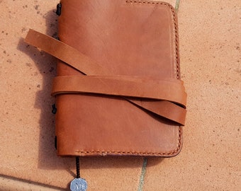 Leather agenda holder - Leather notebook holder - agenda case with elastic - travel agenda case - leather agenda briefcase