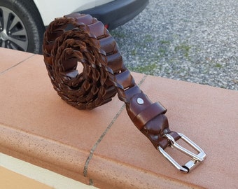 Ceinture en cuir pour homme MARRON FONCÉ - Ceinture femme réglable - Boucle métallique - ceinture entièrement faite à la main.