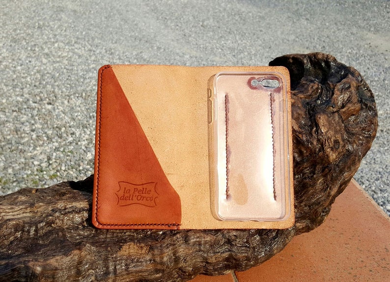 Leather Cell Phone Case Entirely Handmade With Pocket for Etsy