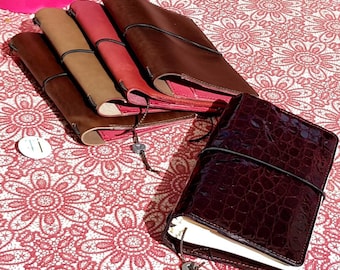 Leather agenda holder - Leather notebook holder - agenda case with elastic - travel agenda case - leather agenda briefcase