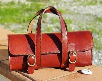 Women's leather bag - leather cylinder bag