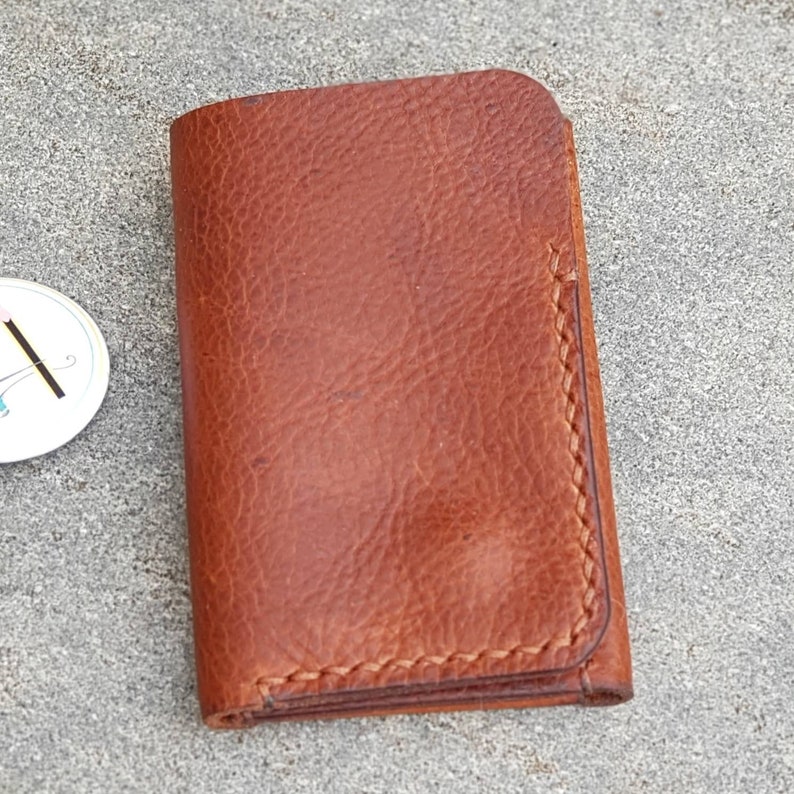 Leather wallet Card holder Men's wallet Women's wallet Minimal wallet entirely handmade. image 2