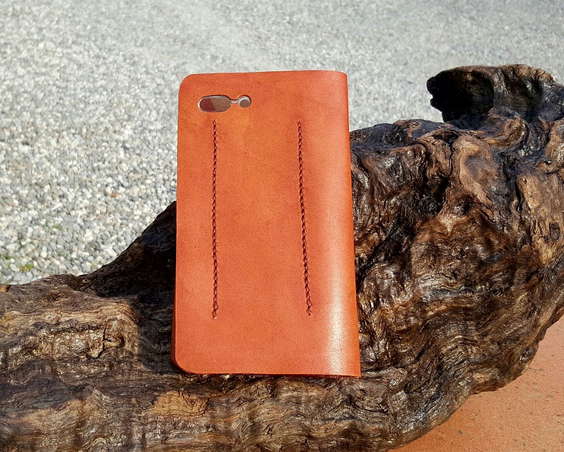 Leather Cell Phone Case Entirely Handmade With Pocket for Etsy