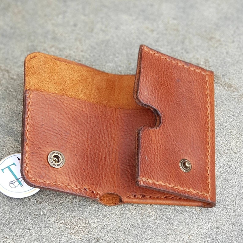 Leather wallet Card holder Men's wallet Women's wallet Minimal wallet entirely handmade. image 3