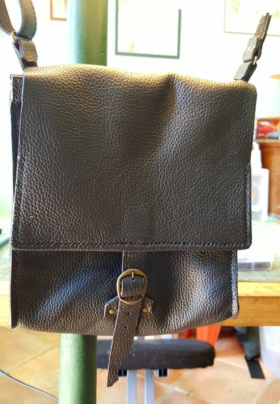 black leather man purse