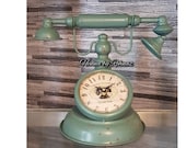 Vintage Telephone Design Mantel Clock,room clock,unique clock, Home decor,home ornaments,old telephone decor,vintage decor,large clock,home