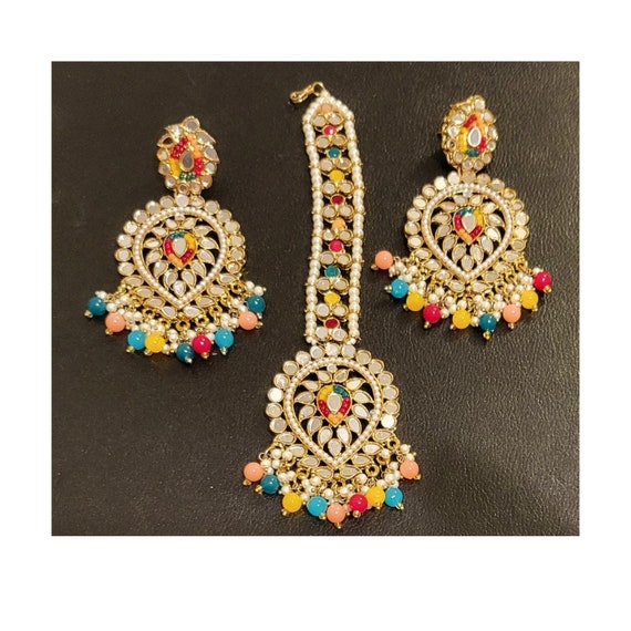 Designer Temple Jewellery For Wedding New Arrivals Maang Tikka Antique Gold  T23848