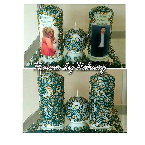 Mendhi Candle Set Wedding Candleshome Decor Mehndi Thaal Etsy