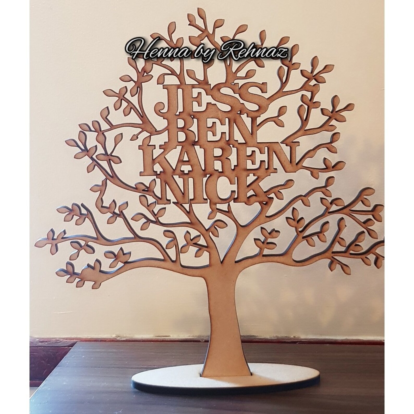 Personalised Family Tree Standwooden Family Treefamily Name Etsy