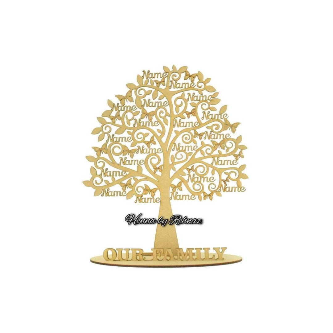Personalised Family Tree Standwooden Family Treefamily Name Etsy