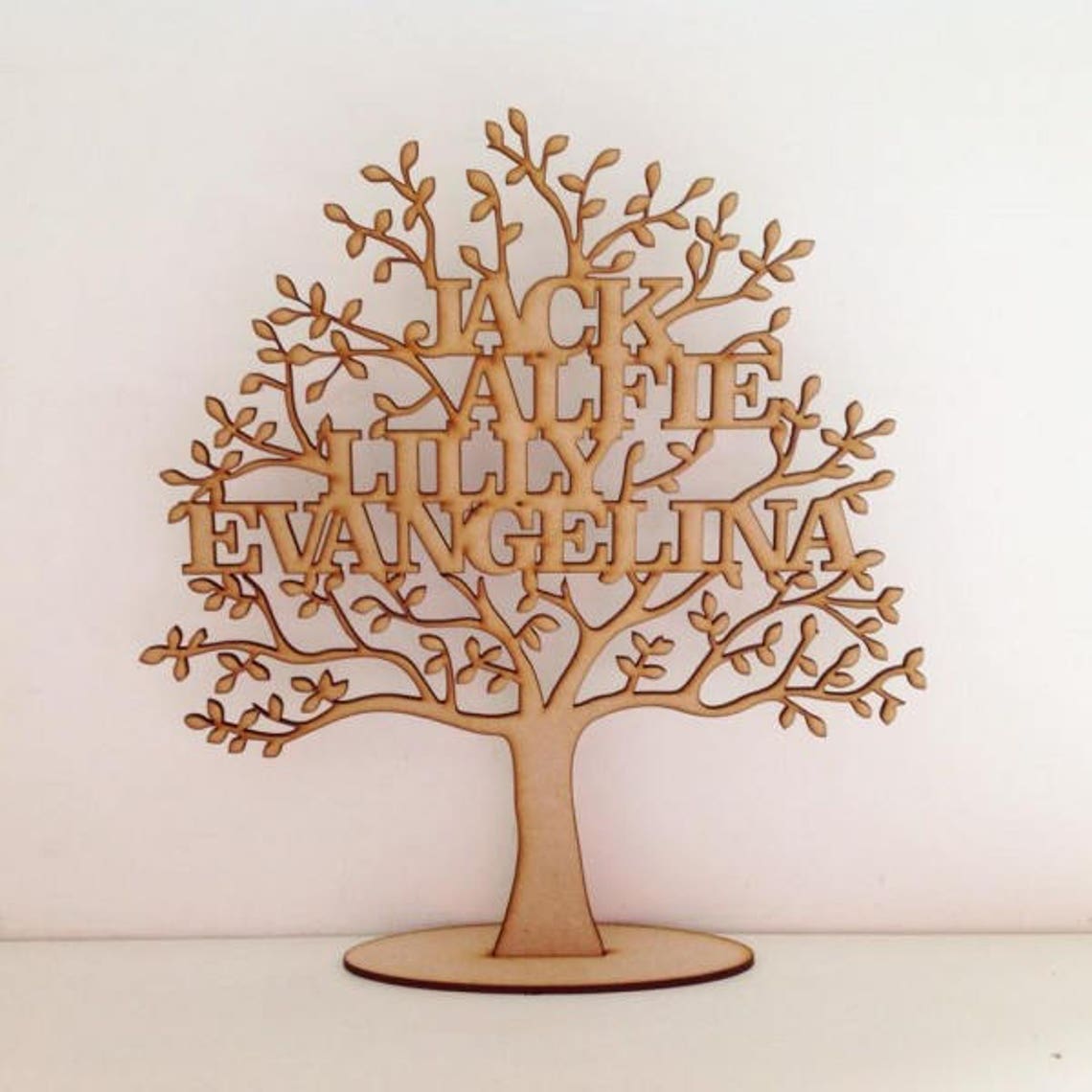 Personalised Family Tree Standwooden Family Treefamily Name Etsy