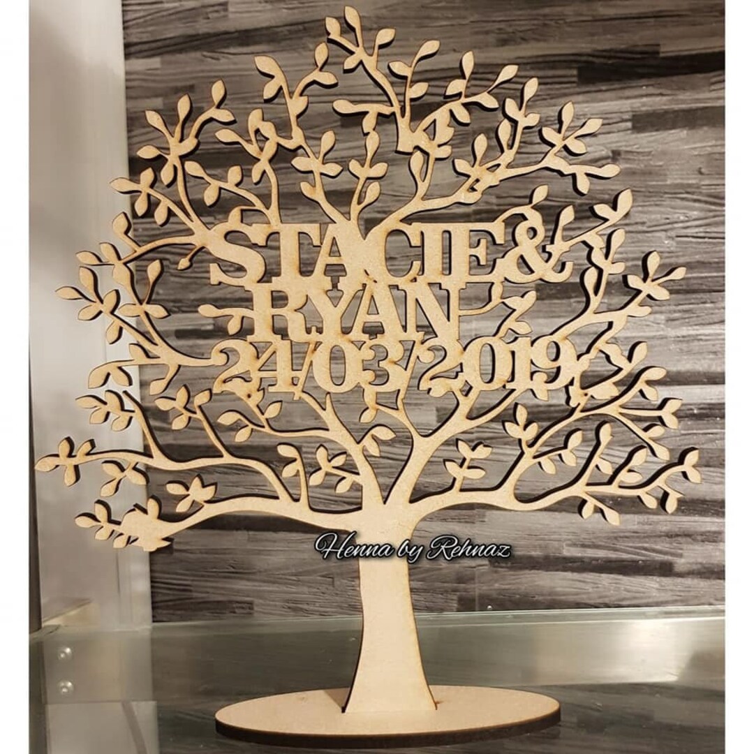 Personalised Family Tree Standwooden Family Treefamily Name Etsy